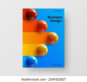 Abstract banner A4 design vector concept. Fresh 3D balls magazine cover layout.