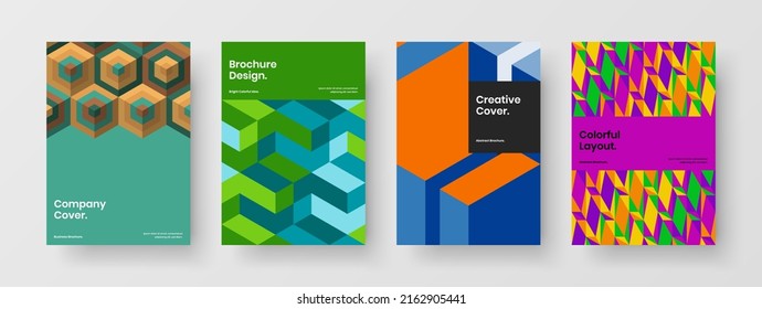 Abstract banner A4 vector design template composition. Creative geometric pattern front page layout collection.