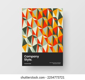 Abstract banner A4 vector design template. Fresh geometric tiles front page layout.