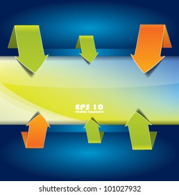 Abstract banner with arrows and blue background