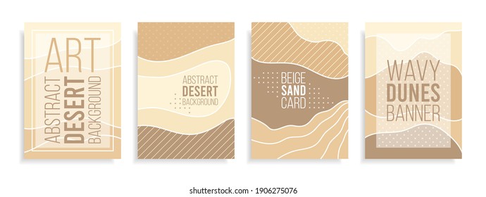 Abstract banner art background sand on beach,coast or desert with barchan and dunes beige color.Template card Sand texture with pattern wavy lines.Frames for text.Great for covers,fabric prints.Vector