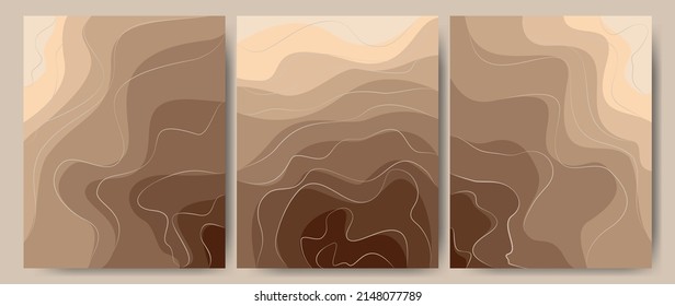 Abstract banner art background sand on beach,coast or desert with barchan and dunes beige color. Template card Sand texture with pattern wavy lines. Great for covers,fabric prints.Vector illustration.