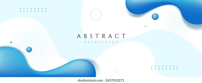 abstract banner background with blue fluid and geometric shapes. vector illustration