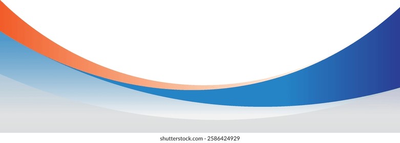 abstract banner background with blue, orange and gray wavy shapes. vector illustration