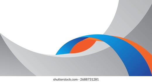 Fondo de Anuncio abstracto con Formas onduladas azules, naranjas y grises. Ilustración vectorial