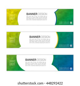 Abstract banner background in colors of Brazil. Tree colors concept for Brazil 2016. vector eps10.