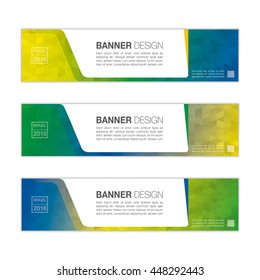 Abstract banner background in colors of Brazil. Tree colors concept for Brazil 2016. vector eps10.