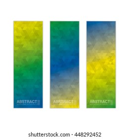 Abstract banner background in colors of Brazil. Tree colors concept for Brazil 2016. vector eps10.