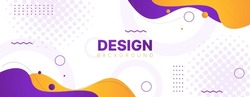 Abstract Banner Background With Fluid Shapes In Purple And Orange Color. Vector Illustration