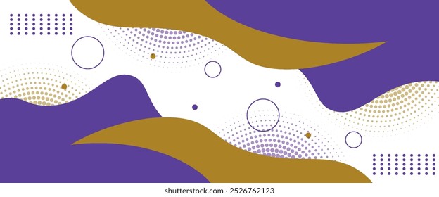 abstract banner background with fluid shapes in purple and orange color. vector illustration