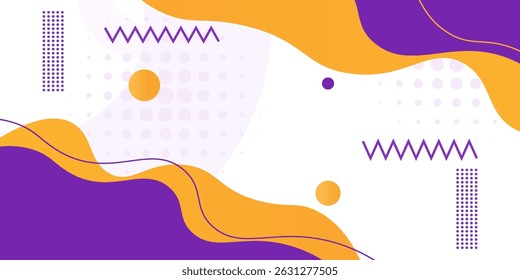 Fondo de Anuncio abstracto con Formas fluidas en color púrpura y naranja. Vector 
