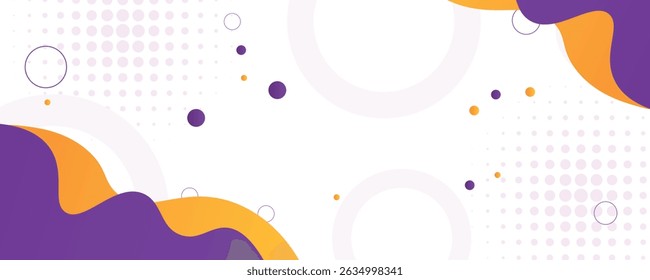 abstract banner background with fluid shapes in purple and orange color. vector illustration
