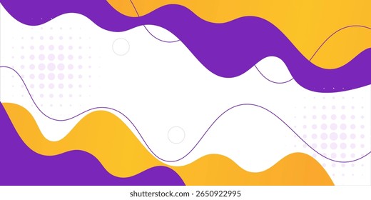 abstrakter Bannerhintergrund mit fließenden Formen in violetter und orangefarbener Farbe. Vektorgrafik