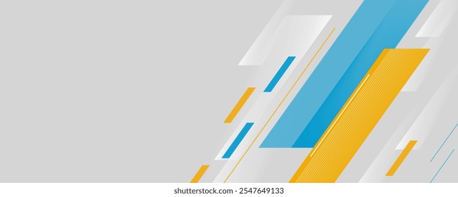 Abstrakter Banner-Hintergrund. Moderne blau und gelb geometrische diagonale Formen Design. Futuristische Grafik. Anzug für Broschüre, Poster, Banner