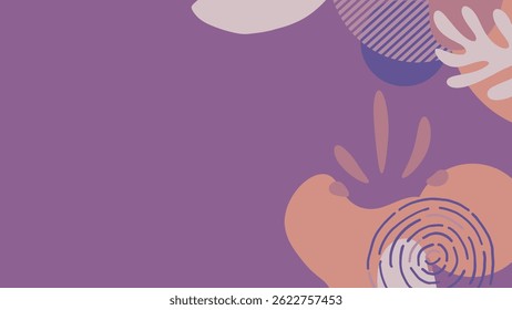 Abstract banner background. Purple, cream pastel color, trendy background. Circle line graphic design. Suit for business, cover, header, wallpaper, corporate, website, flyer.