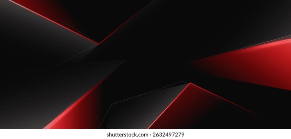 Abstract banner background with red black polygon and diagonal lines for Ads design