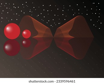 abstract banner background with red line and ball ornament under the night sky