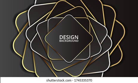 Abstract banner background with square shaped flowers in modern digital creative gold color