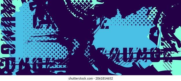 abstract banner background template with blue grunge texture.