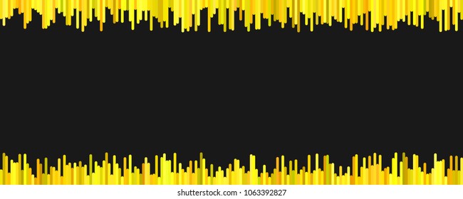 Abstract banner background template design from vertical lines in yellow tones on black background