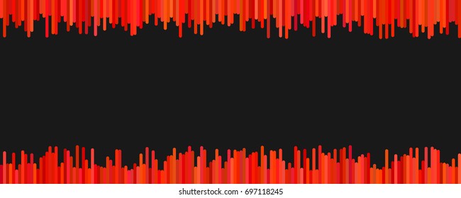 Abstract banner background template design - horizontal vector illustration from vertical lines in red tones on black background