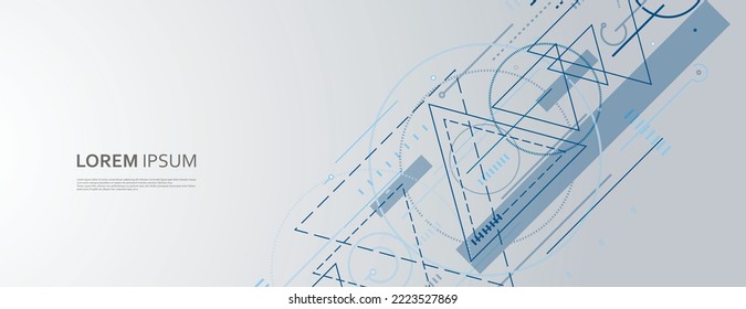 Abstract banner background with triangles and lines. Technology connect vector design. Dynamic motion