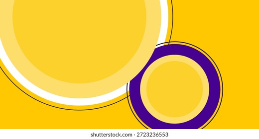 Ilustração do vetor de fundo do banner abstrato com combinação de cor azul e amarelo roxo círculo e espaço de cópia para publicidade ou fundo	
