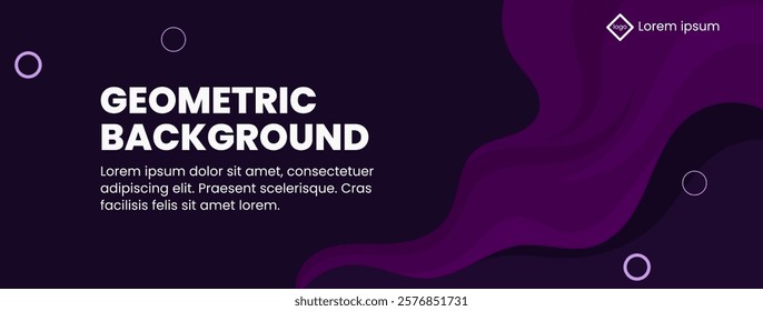 Abstract banner background with wave and circle elements, in purple colors