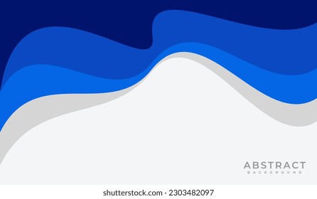 Abstract banner background wavy curves with blue and silver