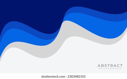 Abstract banner background wavy curves with blue and silver