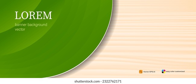 abstract banner background with wood texture and green paper .vector illustration