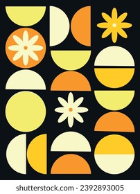 Abstract banner in Bauhaus style. Elements of Bauhaus flowers. Bauhaus poster. Vector illustration