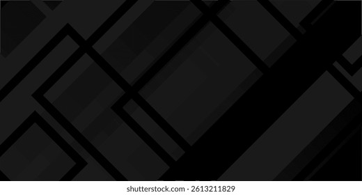 Abstract banner black background. bright gray gradation, slash, halftone, memphis.