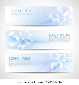 Abstract banner blue square white vector design. header blue square background.