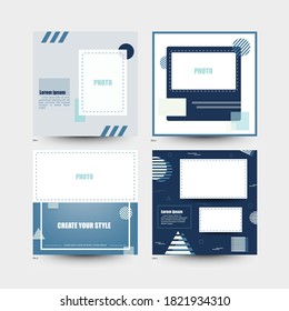 Abstract banner blue tone with space for photo design. Vector eps 10.