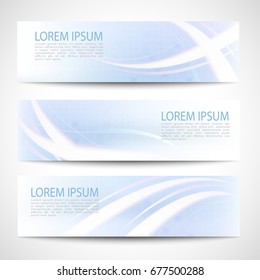 Abstract banner blue wave white vector design. header blue background