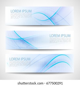 Abstract banner blue wave white vector design. header blue background