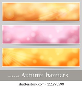 Abstract banner with bokeh lights. Vector backgrounds set