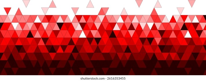 An abstract banner at the bottom of the page with large triangles in red on a transparent background