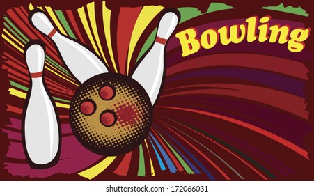 Abstract banner for bowling hall with colorful splash