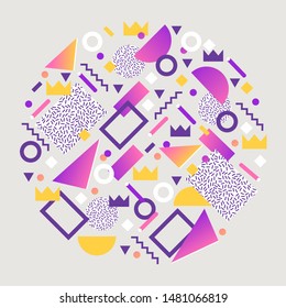 Abstract banner or brochure shapes vector illustration. Minimalistic design, creative concept, modern background. Abstract geometric elements such as triangles, lines, dots, crowns.