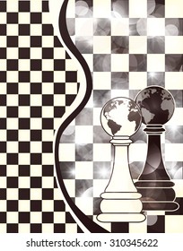 Abstract banner with chess pawn, vector illustration