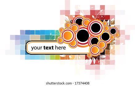 Abstract Banner With Circle And Colorful Pixels Background