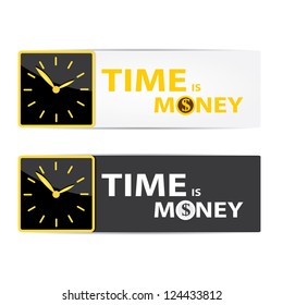 abstract banner with clock for your design. banner template. time is money concept