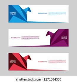 Abstract banner collection with modern style, Horizontal business banner template with geometric shapes, Business concept vector illustration.