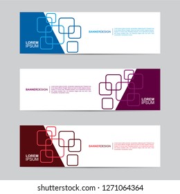 Abstract banner collection with modern style, Horizontal business banner template with geometric shapes, Business concept vector illustration.