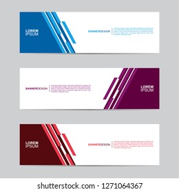 Abstract banner collection with modern style, Horizontal business banner template with geometric shapes, Business concept vector illustration.