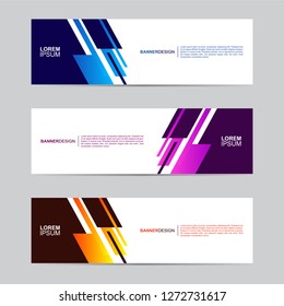 Abstract banner collection with modern style, gradient color, horizontal business banner template with geometric shapes, business concept background vector illustration.