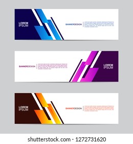 Abstract banner collection with modern style, gradient color, horizontal business banner template with geometric shapes, business concept background vector illustration.