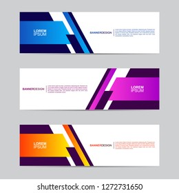 Abstract banner collection with modern style, gradient color, horizontal business banner template with geometric shapes, business concept background vector illustration.